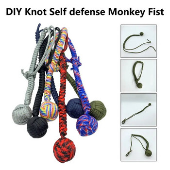 Направи си сам висяща гривна външна EDC самозащита маймунски юмрук въже стоманена топка счупено разбиване на прозорци лична безопасност ключодържател инструменти