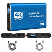 Ar HDMI saderīga video tveršanas karte 4K 60 Hz 1080P spēļu ierakstīšanas platei tiešraides straumēšanas kaste USB 3.0 tvērējs PS4 kamerai