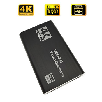 Съвместима с HDMI карта за заснемане на видео 4K 60Hz 1080P за плоча за запис на игри Кутия за стрийминг на живо USB 3.0 Grabber за PS4 камера
