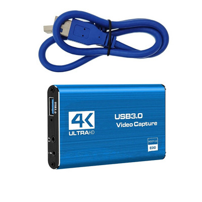 Ar HDMI saderīga video tveršanas karte 4K 60 Hz 1080P spēļu ierakstīšanas platei tiešraides straumēšanas kaste USB 3.0 tvērējs PS4 kamerai