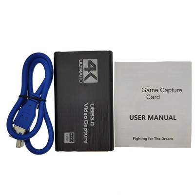 Ar HDMI saderīga video tveršanas karte 4K 60 Hz 1080P spēļu ierakstīšanas platei tiešraides straumēšanas kaste USB 3.0 tvērējs PS4 kamerai