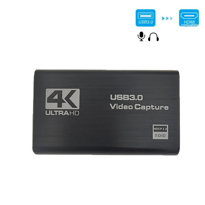 Κάρτα λήψης βίντεο συμβατή με HDMI 4K 60Hz 1080P για Πλάκα εγγραφής παιχνιδιού Live Streaming Box USB 3.0 Grabber για κάμερα PS4