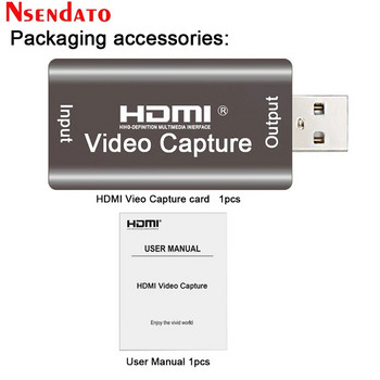 4K 1080P 60hz USB2.0 Аудио Видео карта за заснемане HDMI към USB 2.0 Карта за придобиване на живо Стрийминг плоча Камера Превключвател Игра Запис