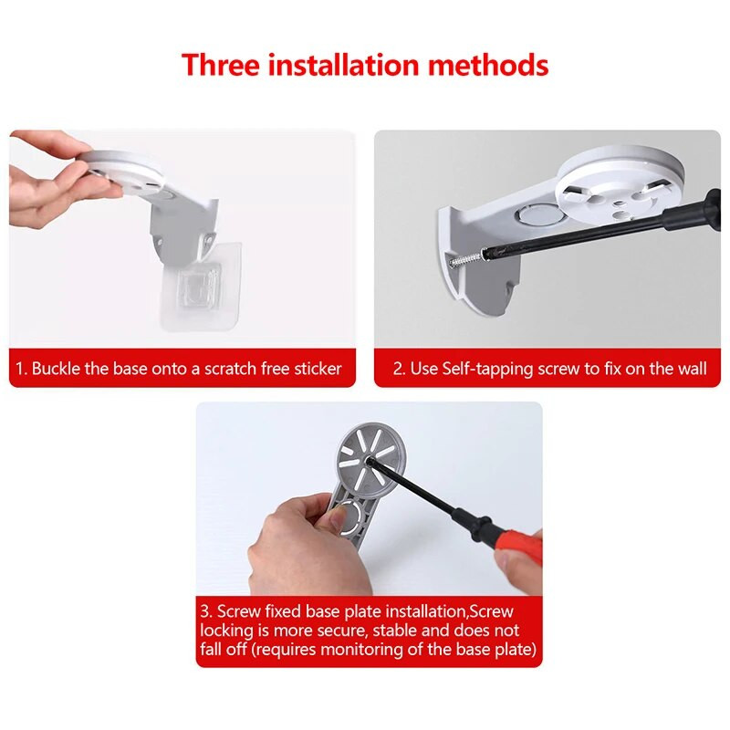 1 Komplekts kameras kronšteins, bez naglām piestiprināms pie sienas kameras novērošanas turētājs ar līmes pamatnes skrūvi