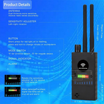 Многофункционален Gsm Rf сигнален детектор Радиовълнова Wifi сканираща сигнална детекция Детектор на обектива на камерата Anti-Candid Anti-Spy Detector шпионска екипировка