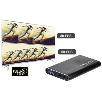 1080P USB3.0 HDMI συμβατή κάρτα εγγραφής βίντεο 4K 60/30Hz USB Grabber Recorder για ροή παιχνιδιού Live Stream Box