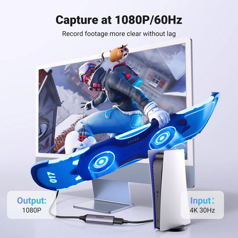 UGREEN HDMI kartica za video snimanje 1080P@60Hz HDMI na USB Type C Video Grabber Box za PC Računalo Kamera Live Streaming Record