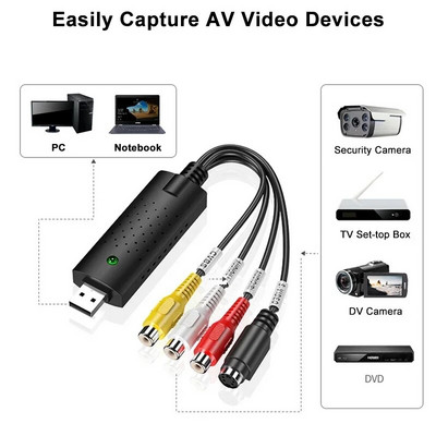 USB2.0 VHS To DVD Converter RCA CVBS AV S-video Audio Video Security Camera TV Box VHS Player Recording Capture Card NTSC PAL PC