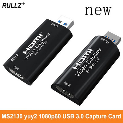MS2130 4K HDMI videosalvestuskaart USB 3.0 mängusalvestuskarp YUY2 1080p 60 kaadrit sekundis reaalajas voogesitus PS4 Ps5 lülituskaamera sülearvuti jaoks