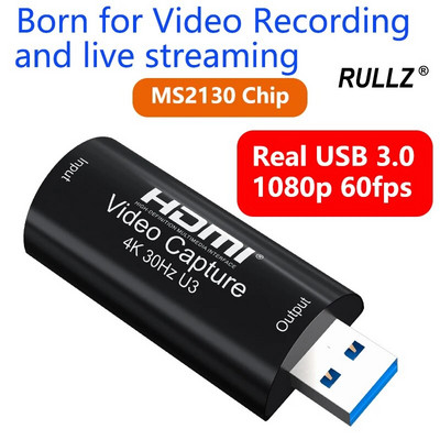 MS2130 4K HDMI Video Capture Card USB 3.0 Game Recording Box YUY2 1080p 60fps Live Streaming за PS4 Ps5 Switch Camera Laptop PC
