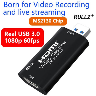MS2130 4K HDMI Video Capture Card USB 3.0 Game Recording Box YUY2 1080p 60fps Live Streaming за PS4 Ps5 Switch Camera Laptop PC