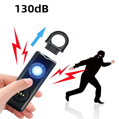 Светодиодно фенерче за самозащита USB акумулаторна ключодържател светлина с аларма за безопасност Защитни консумативи Дамски авариен инструмент на открито