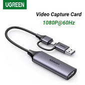 UGREEN HDMI video tveršanas karte 1080P@60Hz HDMI uz USB Type C Video Grabber Box datoram datora kamerai tiešraides straumēšanas ieraksts