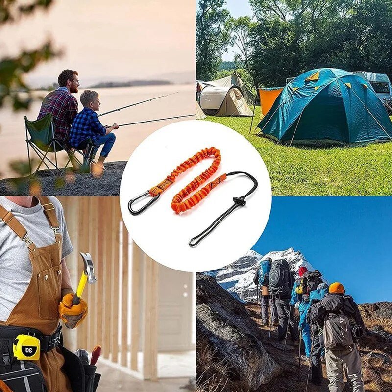 Instrumentu siksna, 6 gab. drošības aukla ar karabīni, triecienu absorbējoša drošības aukla, regulējama drošības aukla darba instrumentiem