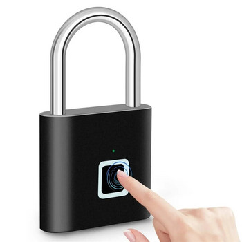 KERUI Κλειδαριά δακτυλικών αποτυπωμάτων φόρτισης USB χωρίς κλειδί Έξυπνο λουκέτο αδιάβροχη κλειδαριά πόρτας 0,2 δευτ. Ξεκλείδωμα φορητό αντικλεπτικό λουκέτο ψευδάργυρος