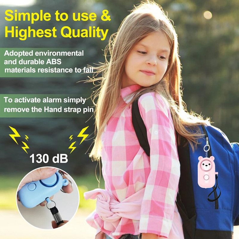 Savigynos signalizacija 130DB Merginos Moterų Apsaugos Įspėjimas Asmeninė sauga Garsiai rėkia mielas raktų pakabukas avarinio įkrovimo signalizacija