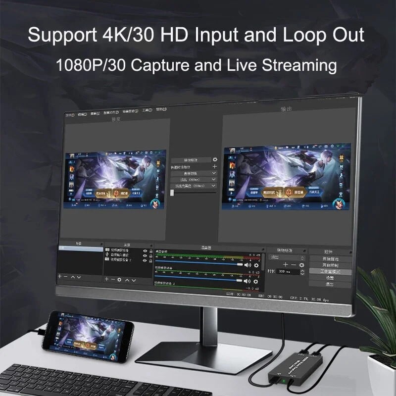 4K TV Loop HD 1080P video tveršanas karte ar USB 2.0 HDMI saderīgu spēļu ierakstītāju video ierakstīšanas kaste PS3 DVD, datora tiešraides straumēšanai