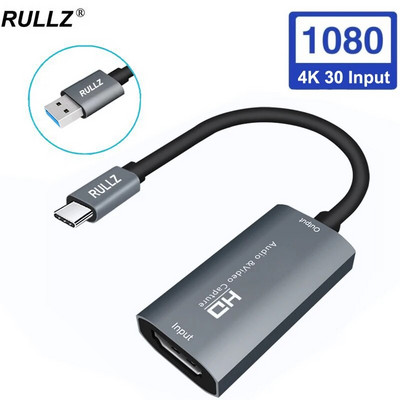 4K 1080P Τύπου C Συμβατή με HDMI Κάρτα λήψης βίντεο USB Video Grabber για PS4 PS5 Εναλλαγή κάμερας παιχνιδιών Τηλέφωνο Εγγραφή PC Ζωντανή ροή
