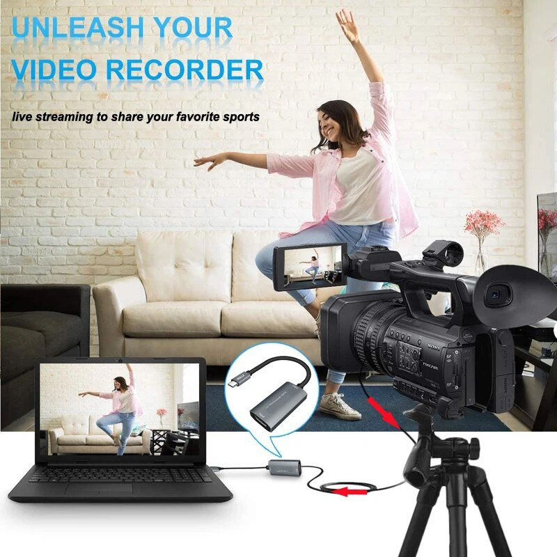 4K 1080P C tipa C HDMI saderīgs video tveršanas karte USB video satvērējs PS4 PS5 slēdža spēlei, kamerai tālrunis, ierakstiet datora tiešraidi