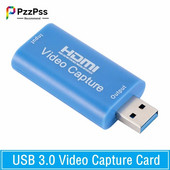 PzzPss HDMI saderīgs ar USB 3.0 video tveršanas kāršu spēļu ierakstīšanas kaste datoram Youtube OBS utt. Tiešraides straumēšana