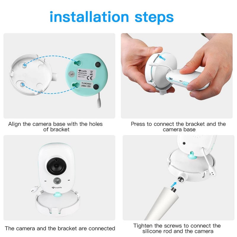 Ευέλικτο περιστρεφόμενο στήριγμα για GHB-Vb603, Luvion platinum 3, Tenboo-TB101 Baby Monitor, Προσαρμόζεται σε ράφια ή έπιπλα κούνιας