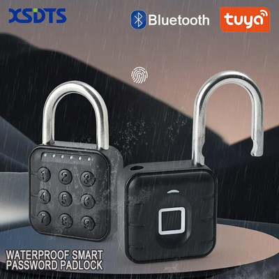 Tuya Bluetooth Smart Biometric Fingerprint Door Lock Безключово бързо отключване Anti Theft Катинар IP67 Водоустойчив Home Travel Securit
