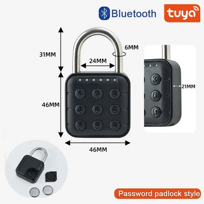 Tuya Bluetooth Smart biometrinis pirštų atspaudų durų užraktas be rakto Greitas atrakinimas Apsauga nuo vagystės pakabinama spyna IP67 Neperšlampama namų kelionių apsauga