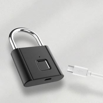 Интелигентен катинар с пръстов отпечатък Водоустойчив биометричен пръстов отпечатък Безключова ключалка за врата USB акумулаторен защитен катинар за отключване на къщата