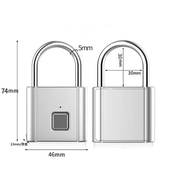 Έξυπνο λουκέτο δακτυλικών αποτυπωμάτων Αδιάβροχο βιομετρικό δακτυλικό αποτύπωμα κλειδαριά πόρτας χωρίς κλειδί Επαναφορτιζόμενο λουκέτο ασφαλείας USB για ξεκλείδωμα σπιτιού