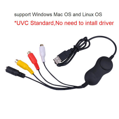 USB 2.0 audio un video uztveršanas karte DVD VHS DVR S-video AV analogais video ierakstītājs Grabber to Digital Converter operētājsistēmai Mac Win10 Windows