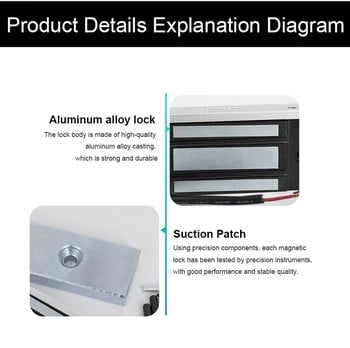 DC12V/300mA 60KG Електромагнитна брава Вградена/Разгъваща се 2 вида Магнитна брава за контрол на достъпа, подходяща за вратата на домашния офис