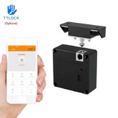 Viedā koka durvju slēdzene, bezatslēgas, neredzamā elektroniskā slēdzenes karte Bukkle TTlock App atbloķēšanas skapja skapja skapja mēbeļu atvilktņu viedās slēdzenes