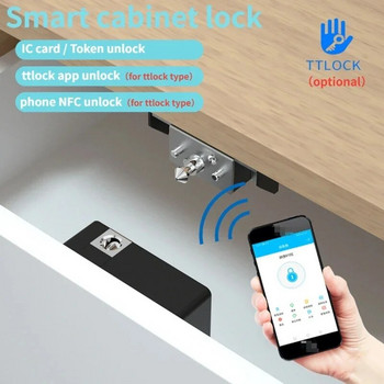 Smart Wood Door Lock Безключова Невидима електронна карта за заключване Bukkle TTlock Приложение Отключване Шкафче за мебели Чекмедже за мебели Интелигентни брави