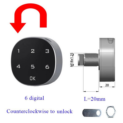 Cinka sakausējuma materiāls Smart Touch Keypad Digitālā paroles koda skapja atvilktnes slēdzene Horizontāla vertikāla uzstādīšana