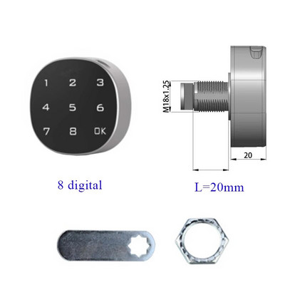 Cinka sakausējuma materiāls Smart Touch Keypad Digitālā paroles koda skapja atvilktnes slēdzene Horizontāla vertikāla uzstādīšana