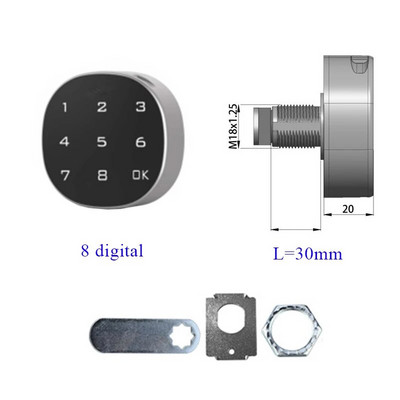 Cinka sakausējuma materiāls Smart Touch Keypad Digitālā paroles koda skapja atvilktnes slēdzene Horizontāla vertikāla uzstādīšana