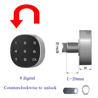 Cinka sakausējuma materiāls Smart Touch Keypad Digitālā paroles koda skapja atvilktnes slēdzene Horizontāla vertikāla uzstādīšana