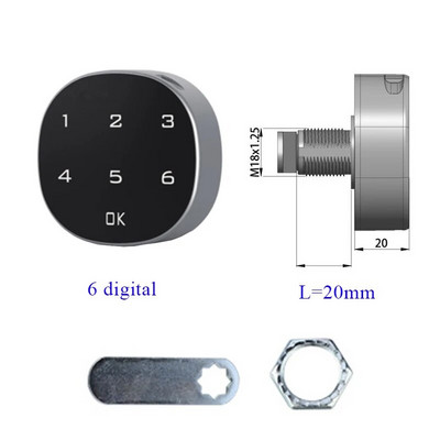 Cinka sakausējuma materiāls Smart Touch Keypad Digitālā paroles koda skapja atvilktnes slēdzene Horizontāla vertikāla uzstādīšana