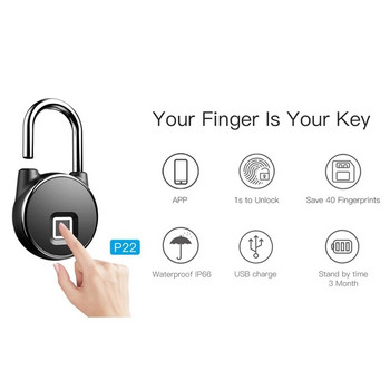 Tuya Smart Lock Λουκέτο δακτυλικών αποτυπωμάτων Έξυπνο λουκέτο Κλειδαριά ντουλαπιού κοιτώνα Αντικλεπτική κλειδαριά USB Επαναφορτιζόμενη κλειδαριά ασφαλείας χωρίς κλειδί