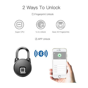Tuya Smart Lock Λουκέτο δακτυλικών αποτυπωμάτων Έξυπνο λουκέτο Κλειδαριά ντουλαπιού κοιτώνα Αντικλεπτική κλειδαριά USB Επαναφορτιζόμενη κλειδαριά ασφαλείας χωρίς κλειδί