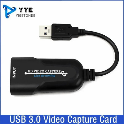 YIGETOHDE USB 3.0 HDMI-съвместима игра Video Capture Card 1080P Video Streaming Adapter For PS4 Live Broadcasts Video Recording