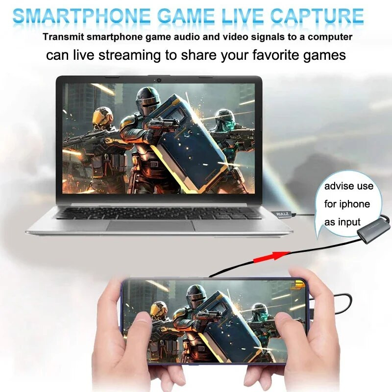 Κάρτα λήψης βίντεο 4K HDMI σε USB 2.0 1080P Τύπου C Game Grabber DVD HD Camera Teaching Box εγγραφής για PS4 XBOX Live Streaming