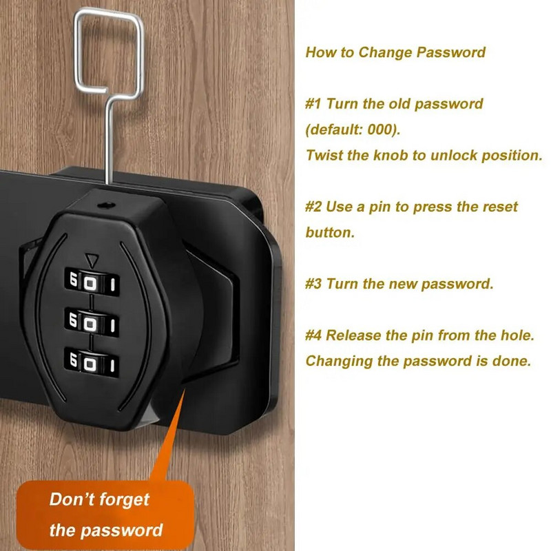 3 ciparu kombinācijas slēdzene, cinka sakausējums, paroles atvilktņu slēdzenes, mehāniskās numura skapja drošības kameras slēdzene, viegli uzstādāma ledusskapis