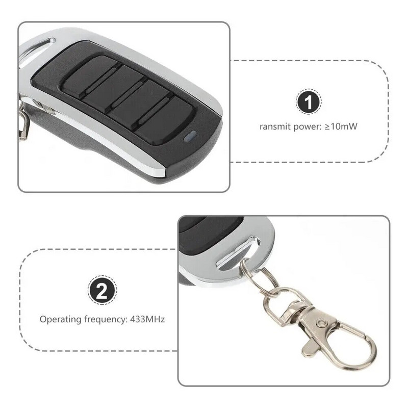 2024 Multi-Frequency 280-868MHz Clone Multi-Brand Garage Door Дистанционно управление Управление на вратите за 433.92MHz Фиксиран подвижен код