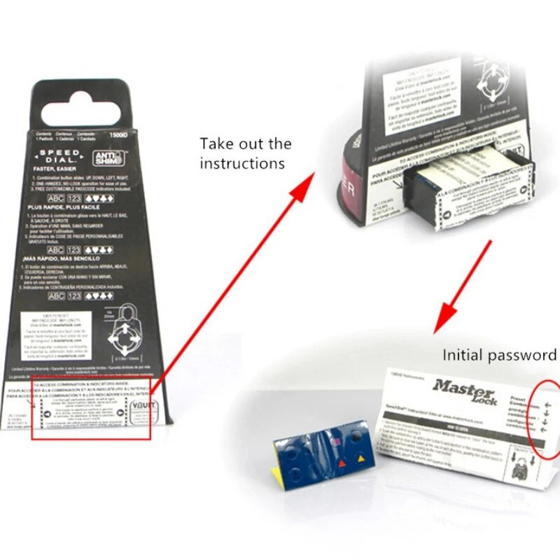 Master Lock Преносима комбинирана насочена парола Катинар Фитнес училище Здравен клуб Охранен шкаф Заключване на врати Многоцветни
