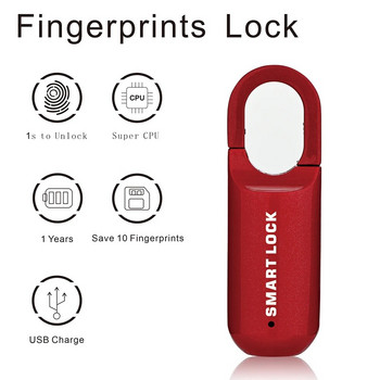 Интелигентен катинар с пръстов отпечатък Сензорен пръстов отпечатък Брава за врата USB без ключ Защитна ключалка против кражба за ръчна чанта Домашен шкаф Заключване на кутия