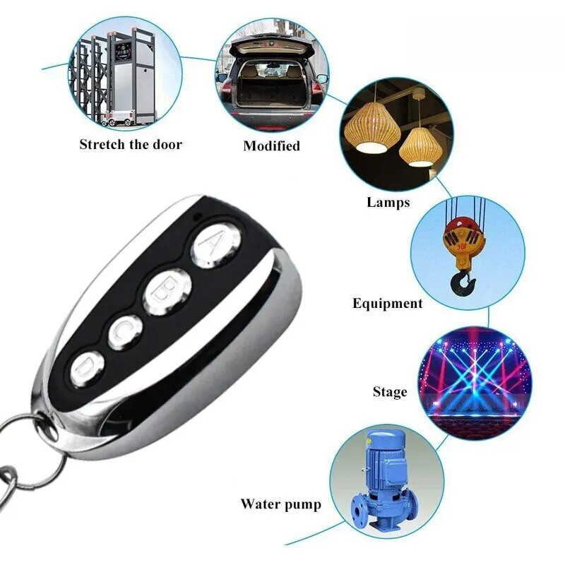 U formas četri taustiņi kopēšanas tālvadības pults 433 universāla pāra kopēšana elektriskā slēdža durvju garāžas tālvadības pults atslēga