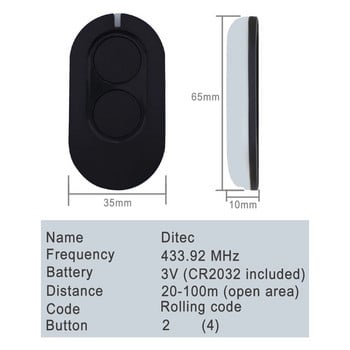 DITEC Entrematic ZEN 2 ZEN4 ZEN2W ZEN4W Gol4 BIXLG4 BIXLP2 BIXLS2 Дистанционно управление за гаражна врата 433MHz Rolling Code