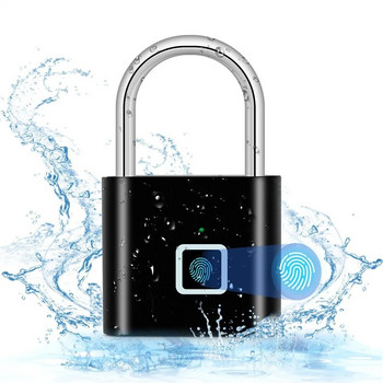 KERUI Безключова ключалка с USB зареждане с пръстови отпечатъци Интелигентен катинар Водоустойчива брава за врата 0,2 сек Отключване Преносим катинар против кражба Цинк