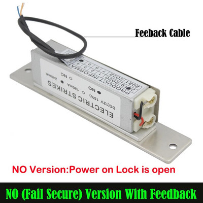 Nerūsējošā līdzstrāvas 12 V elektriskā streikojoša durvju slēdzene piekļuves kontroles sistēmai, droša vai droša elektriskā slēdzene